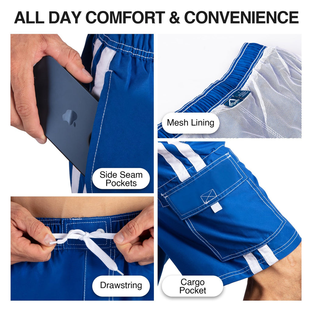 Kanu Surf Barracuda Swim Trunks Royal X-Large Quick Dry UPF 50+