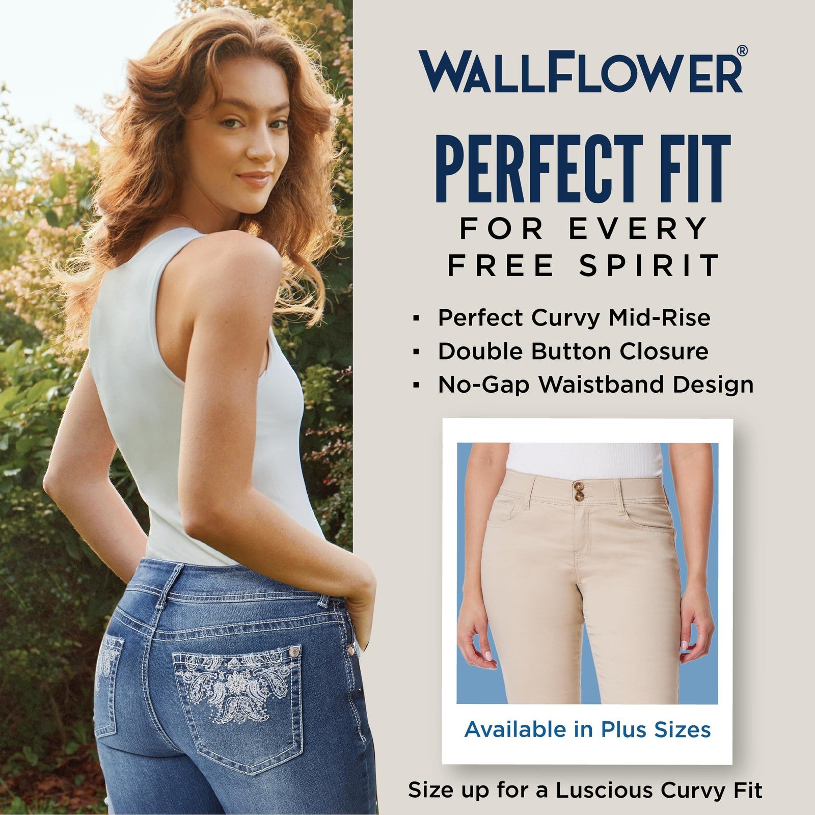 WallFlower Curvy Jeans, Mid-Rise Bootcut, Size 13, Hummus, Cotton Twill