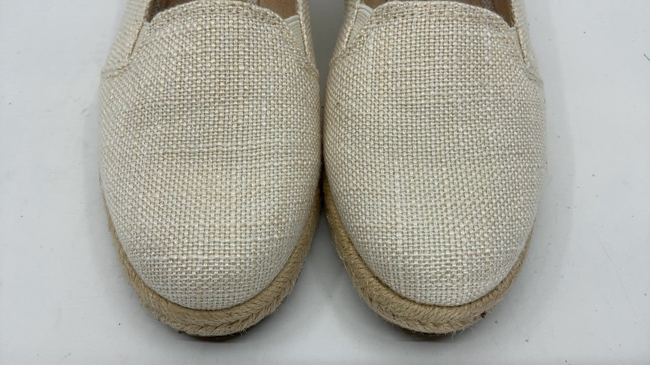 LifeStride Womens Kamilla Wedge Espadrilles Cream Linen 6 W