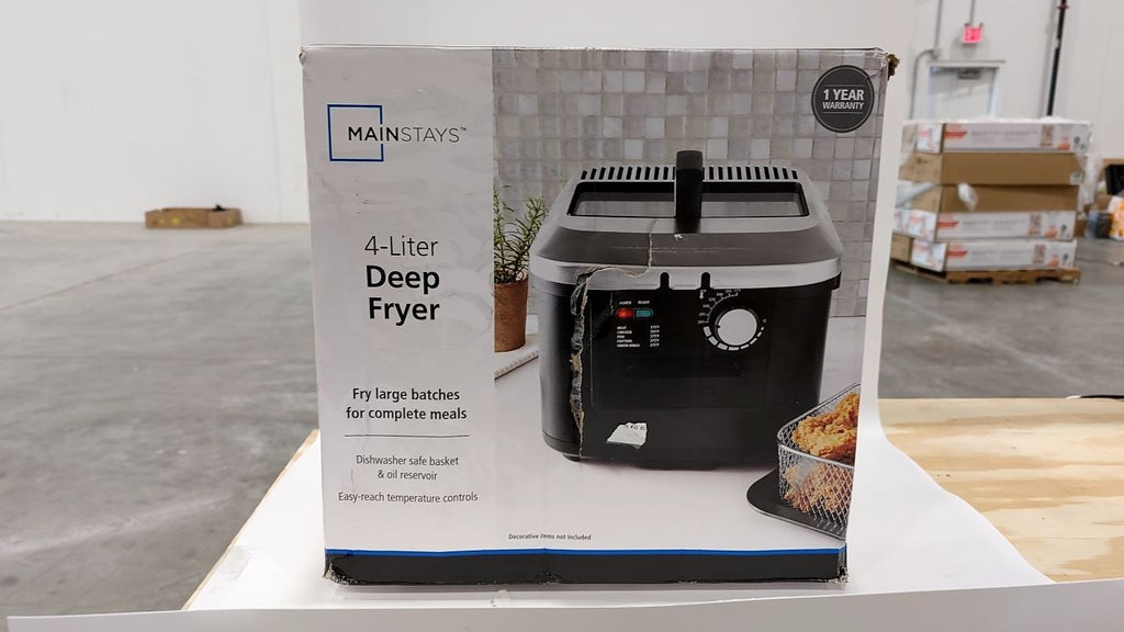 Mainstays 4L Electric Deep Fryer, Matte Black, Stainless Lid