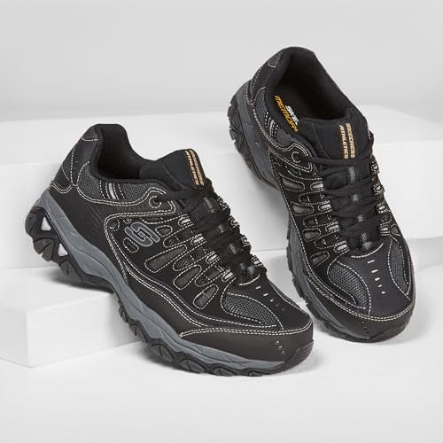 Men's Afterburn M. Fit Fashion Sneakers, Leather, 9 X-Wide, Black/Charcoal