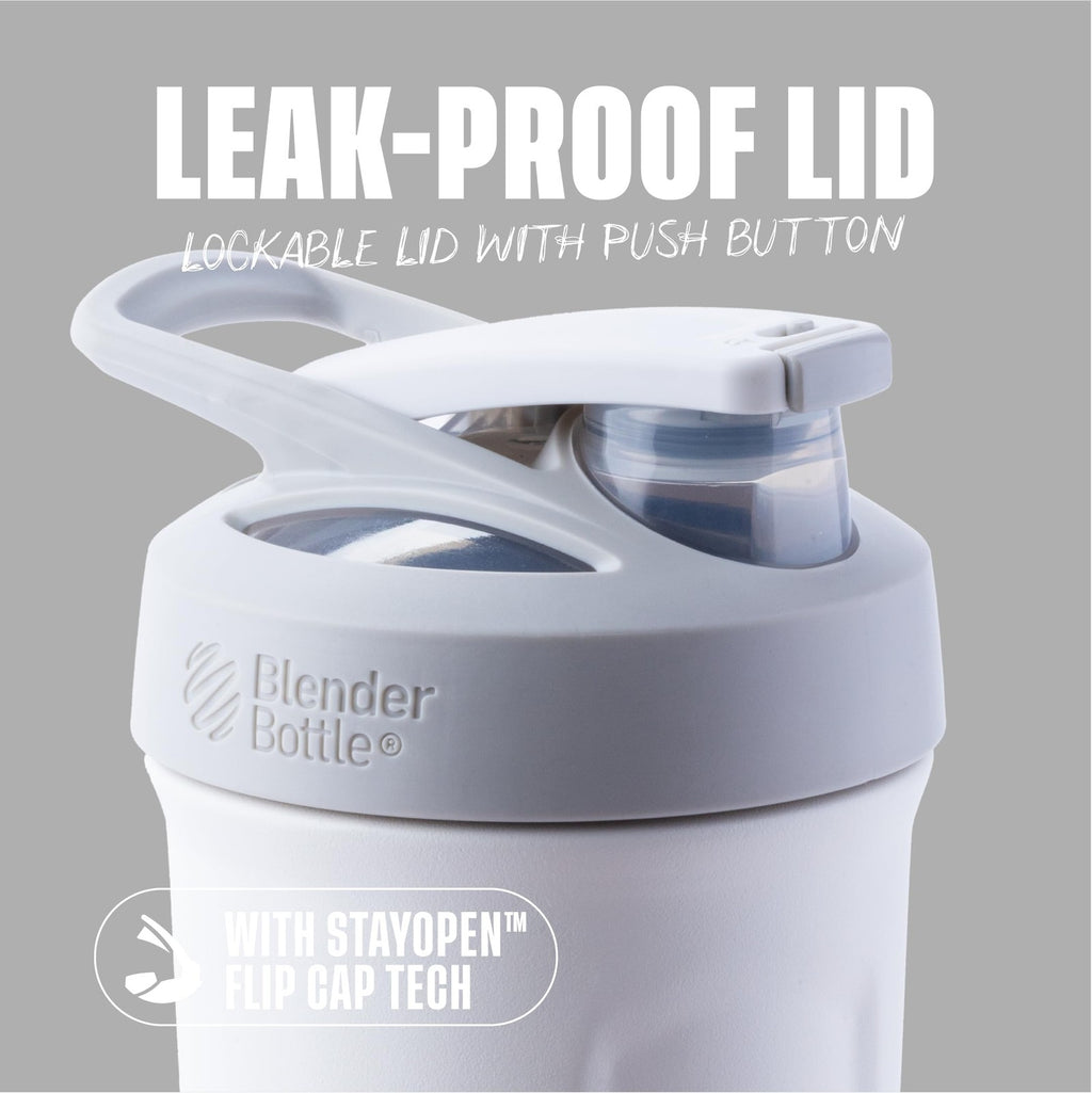 BlenderBottle Strada 24oz Shaker Cup, Insulated Stainless Steel - White