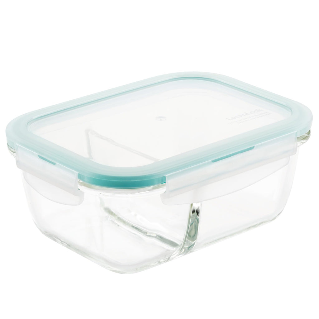 25 Oz Clear Glass Food Storage Container w/ Divider - Lock & Lock