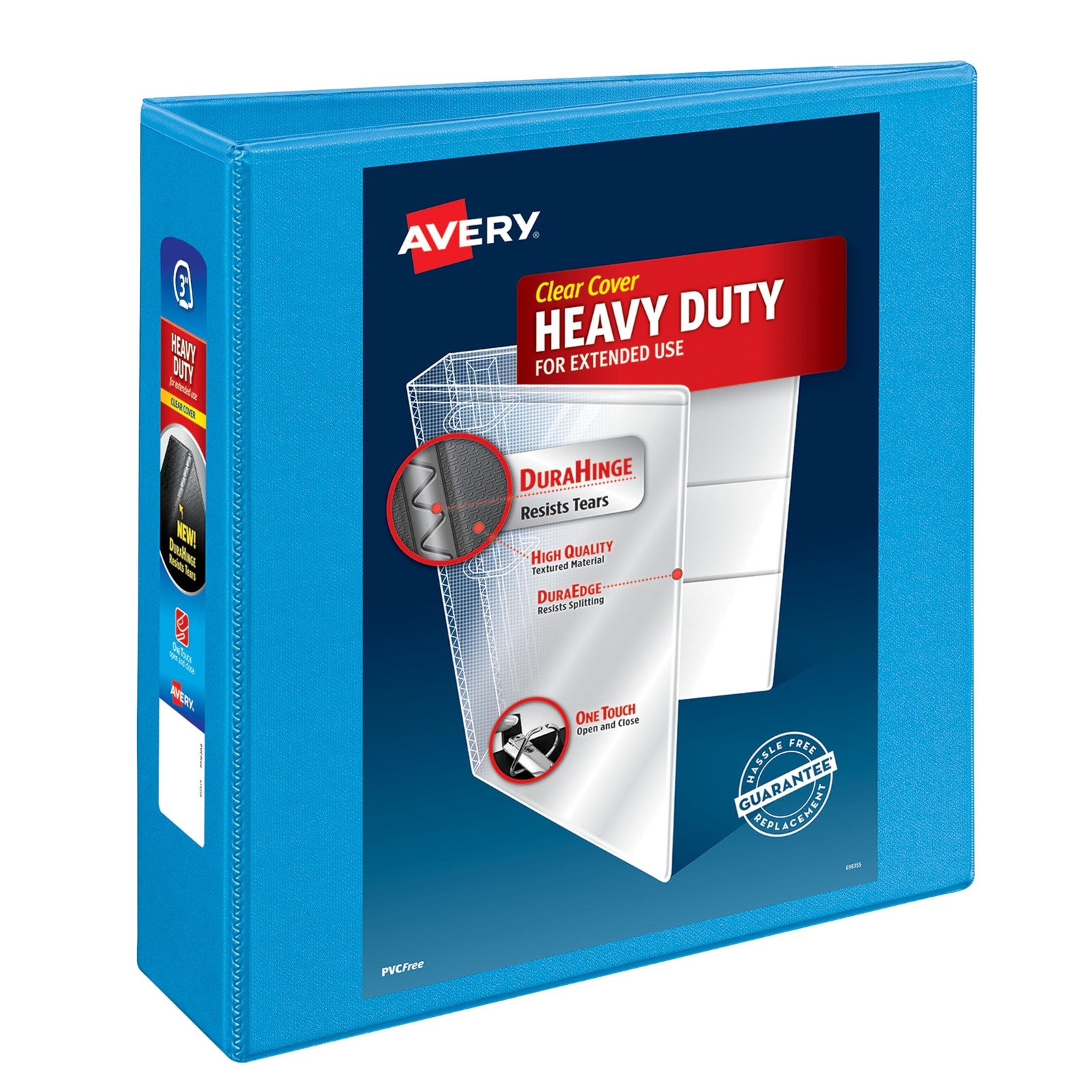 Avery 3" Heavy-Duty View Binder Light Blue, One Touch Slant Rings