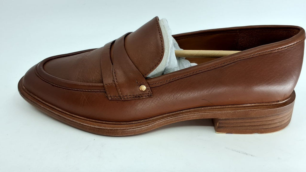 Franco Sarto Women's Edith Almond Toe Penny Loafers - Tobacco Brown Leather,8.5W