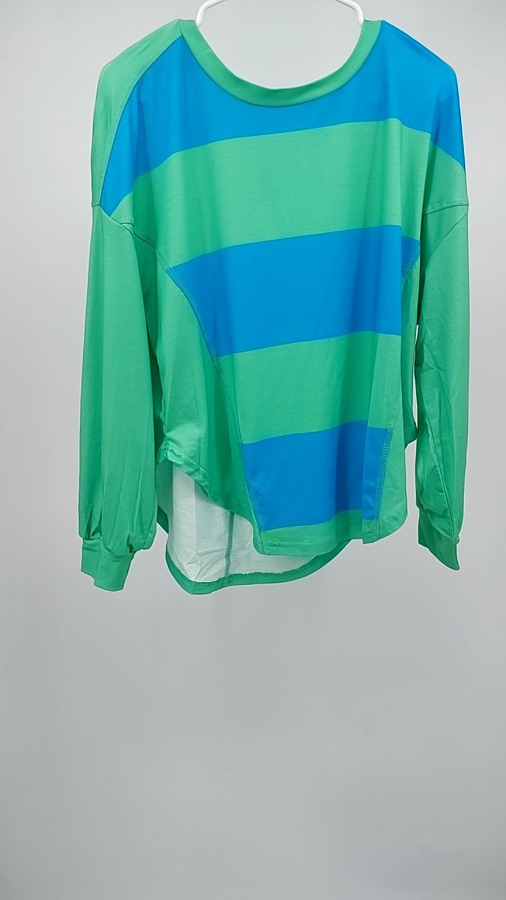 Women Colorblock Striped Drop Shoulder Sweatshirts