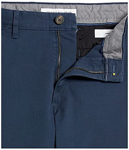Mens Straight-Fit Casual Stretch Chino Pants, Dark Navy, 40W x 29L