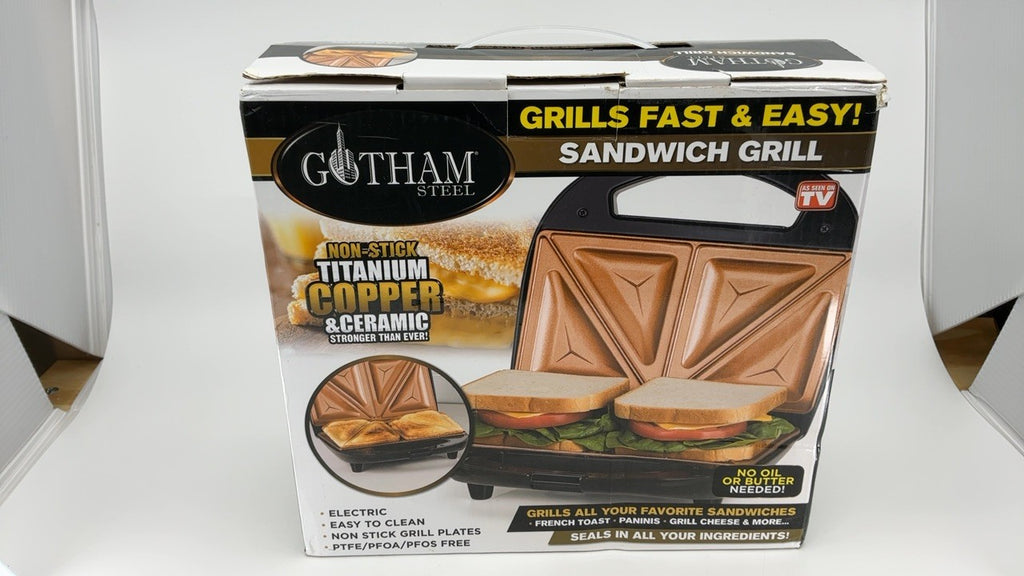 Gotham Steel Nonstick Sandwich Press, 2 Sandwich Capacity, Indicator Light