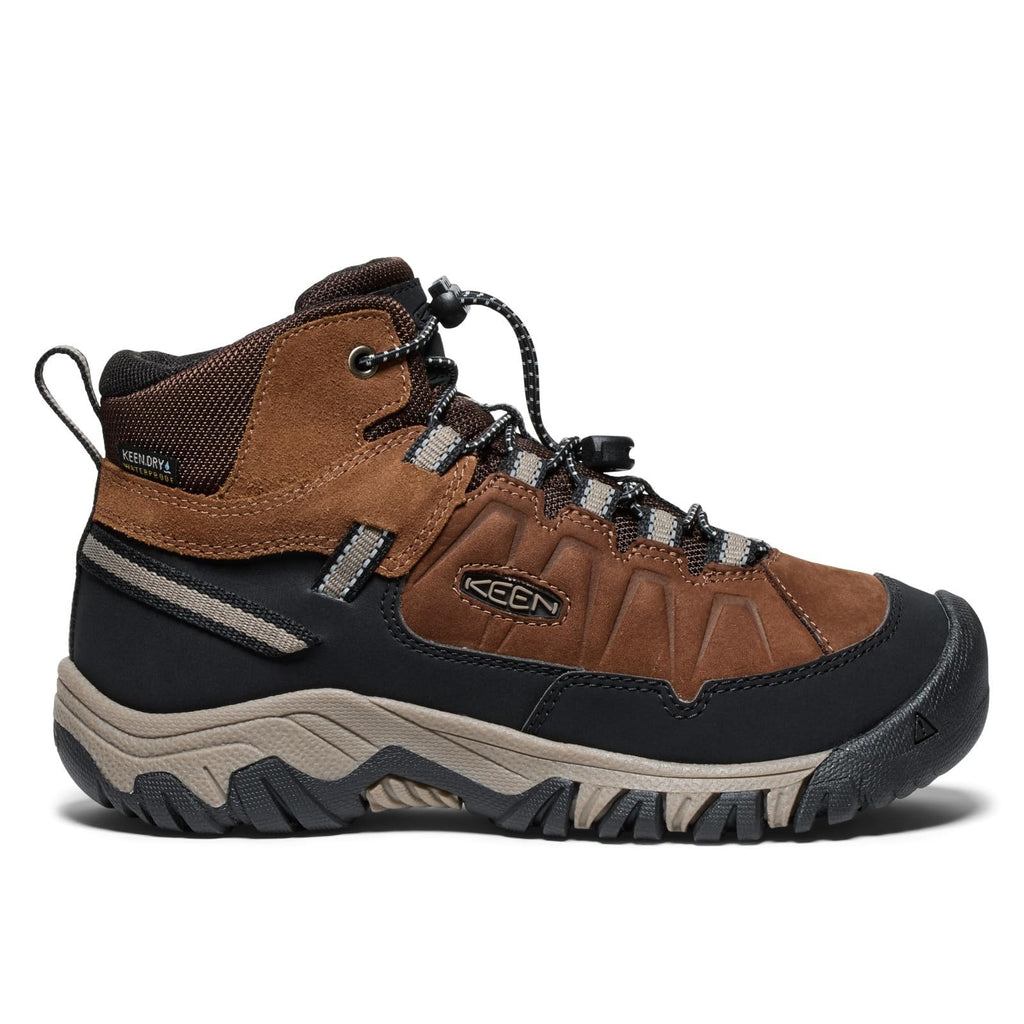 KEEN Targhee 4 Kids Hiking Boots, Waterproof, Bison/Brindle, Size 7