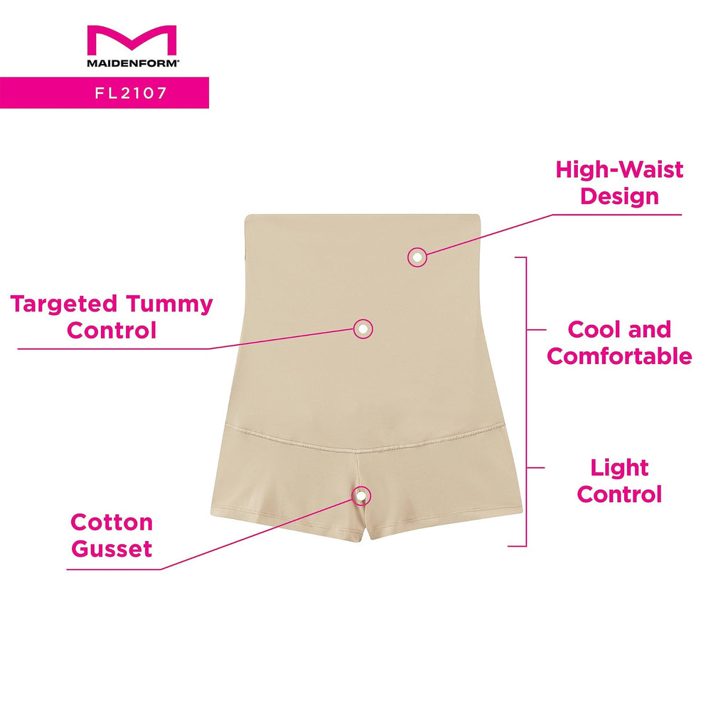 Maidenform Women's Firm Control High-Waist Moisture-Wicking Shapewear Boyshorts