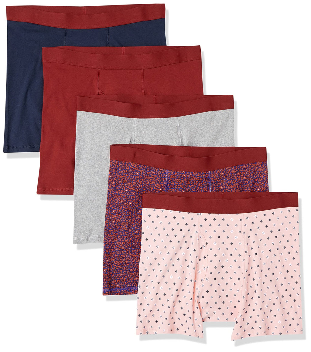 Men's Boxer Briefs 5-Pack, Cotton, Tag-Free, Medium, Mixed Prints