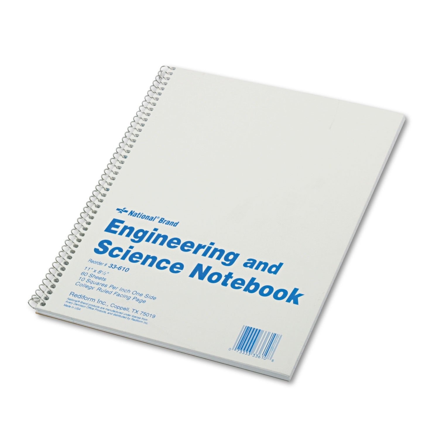 Quadrille Rule Notebook 11x8.5in, 60 Sheets, White Cover, Heavyweight