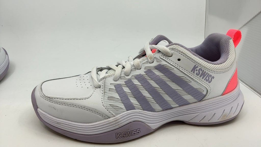 K-Swiss Women's Court Express 2 Tennis Shoe, White/Orchid Petal/Neon Blaze, 9 M