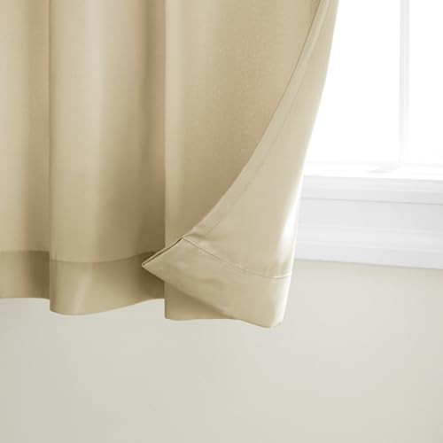 54x108 Solid Light Filtering Curtains, Water Repellent, Natural, 2-Pack