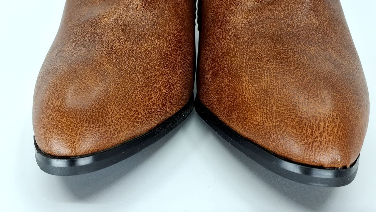 PU Leather Block Heel Boots