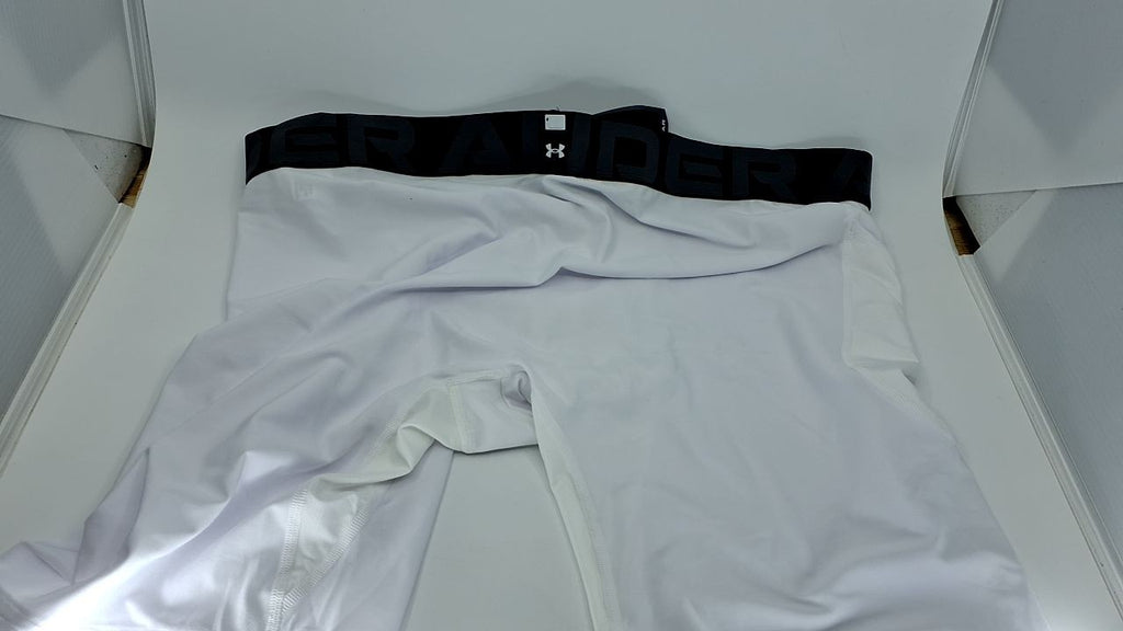 Under Armour Men's HeatGear Pocket Long Shorts, White (100)/Black, 3X-Large