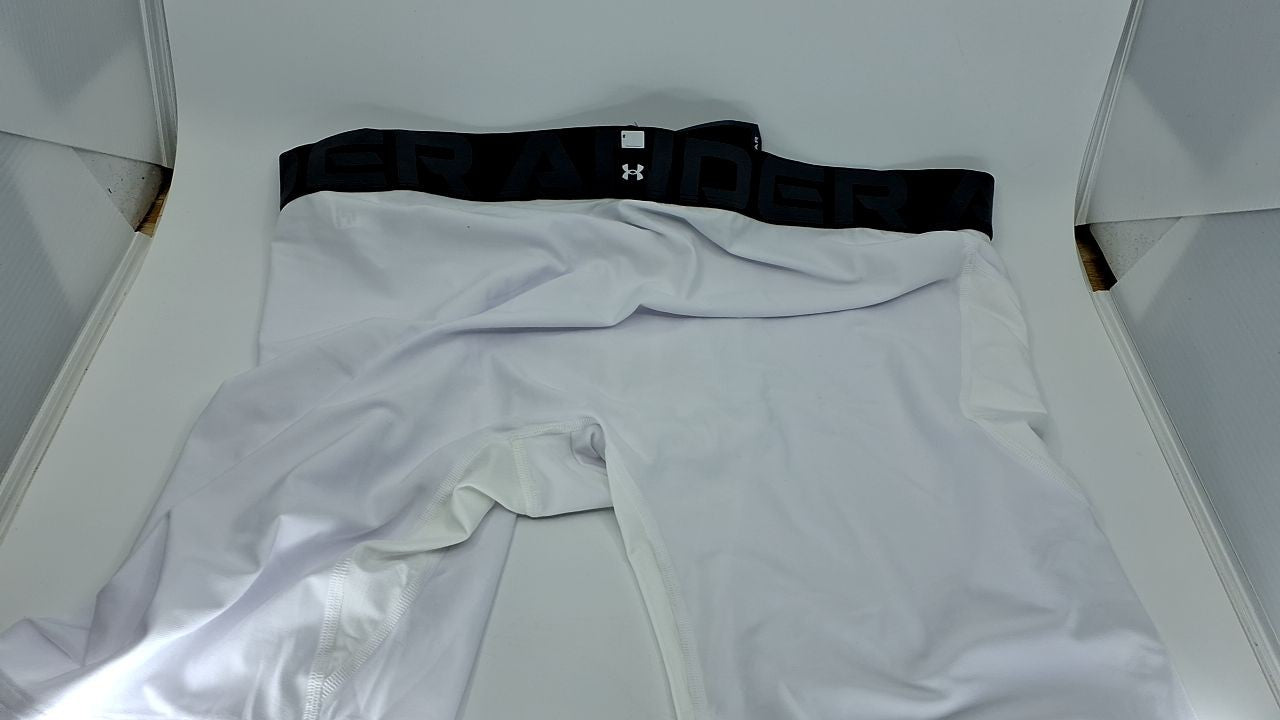 Under Armour Men's HeatGear Pocket Long Shorts, White (100)/Black, 3X-Large