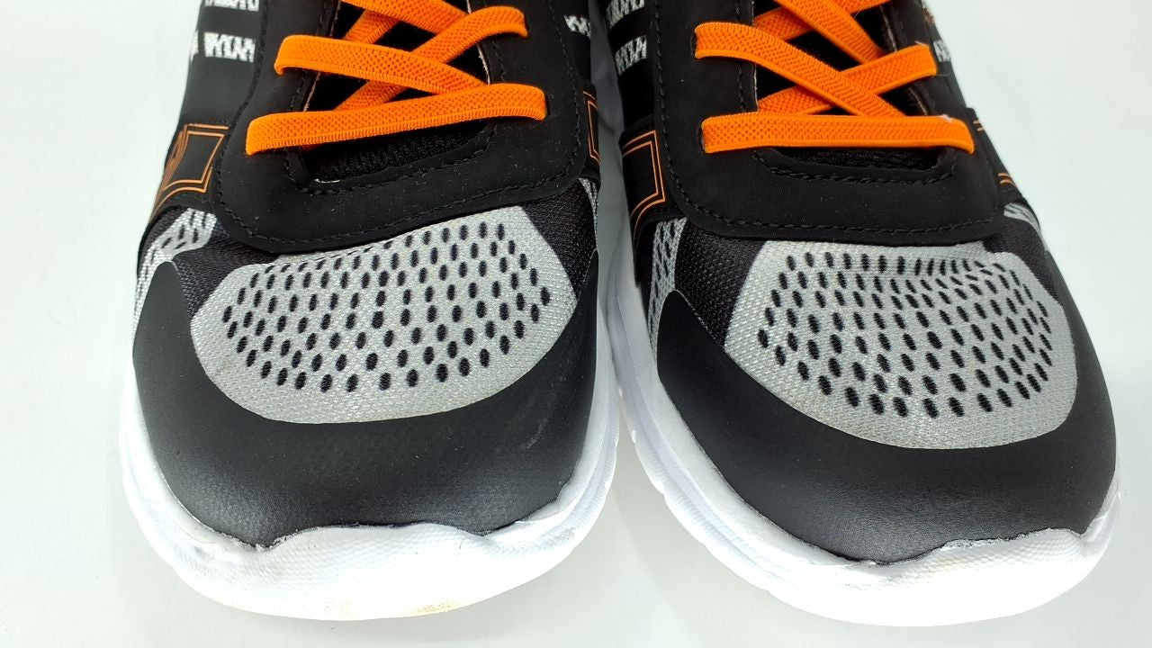 Athletic Kids Sneakers Size 5 Big Kid Breathable Black/Grey/Orange