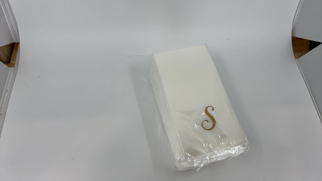 50 Count Linen-Feel Guest Towels, Gold S Cursive Paper Napkins 15.8 X 7.9 In