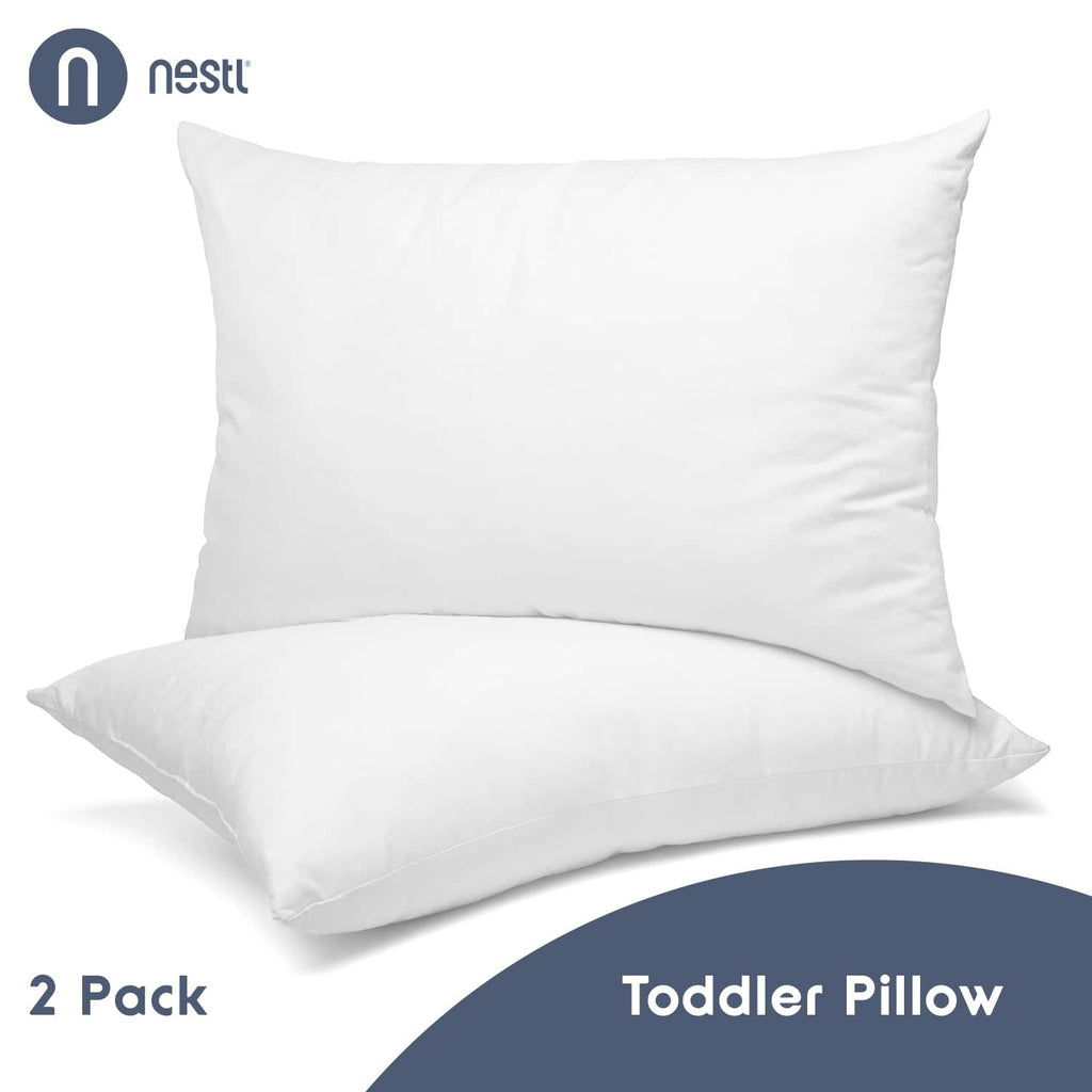 Toddler Pillow 13x18, Soft Cotton, White, Ideal for Travel & Naptime