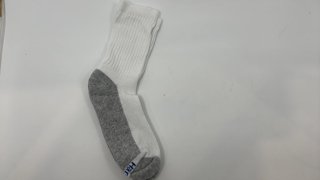 Hanes Boys Large Crew Socks 12-Pair Pack White/Grey Cushioned