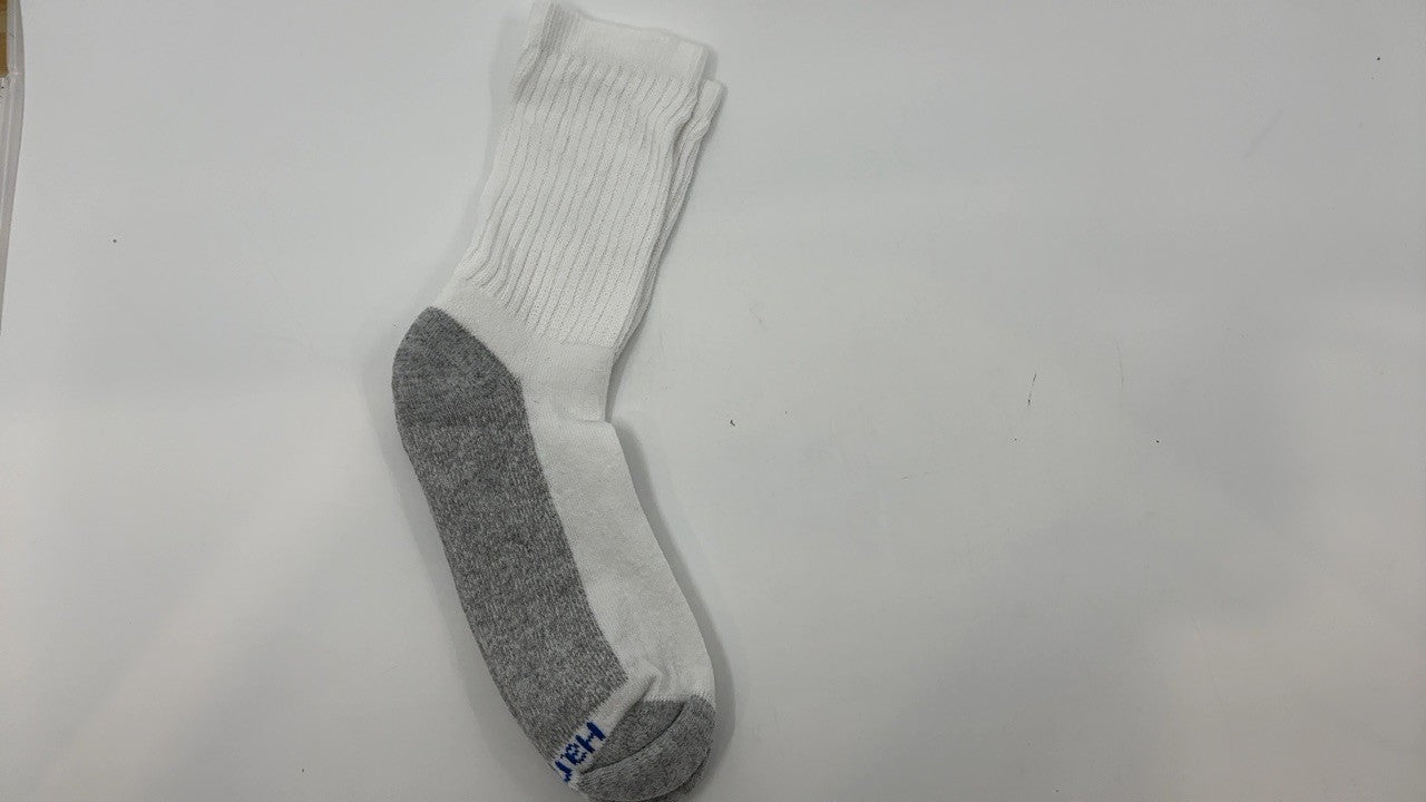 Hanes Boys Large Crew Socks 12-Pair Pack White/Grey Cushioned