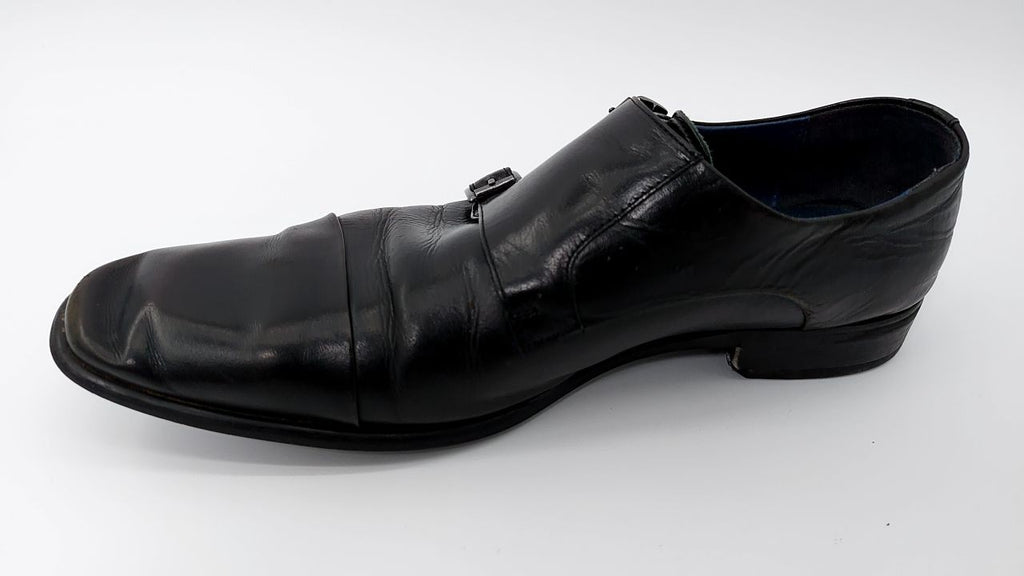 Steve Madden Men's Teon Monk-Strap Loafer, Black Leather, 11