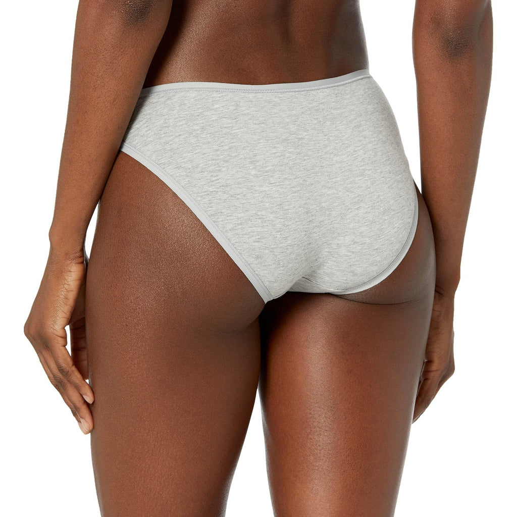 Women's Cotton Bikini Panties, 6-Pack, Black/Grey Heather/Light Pink/White