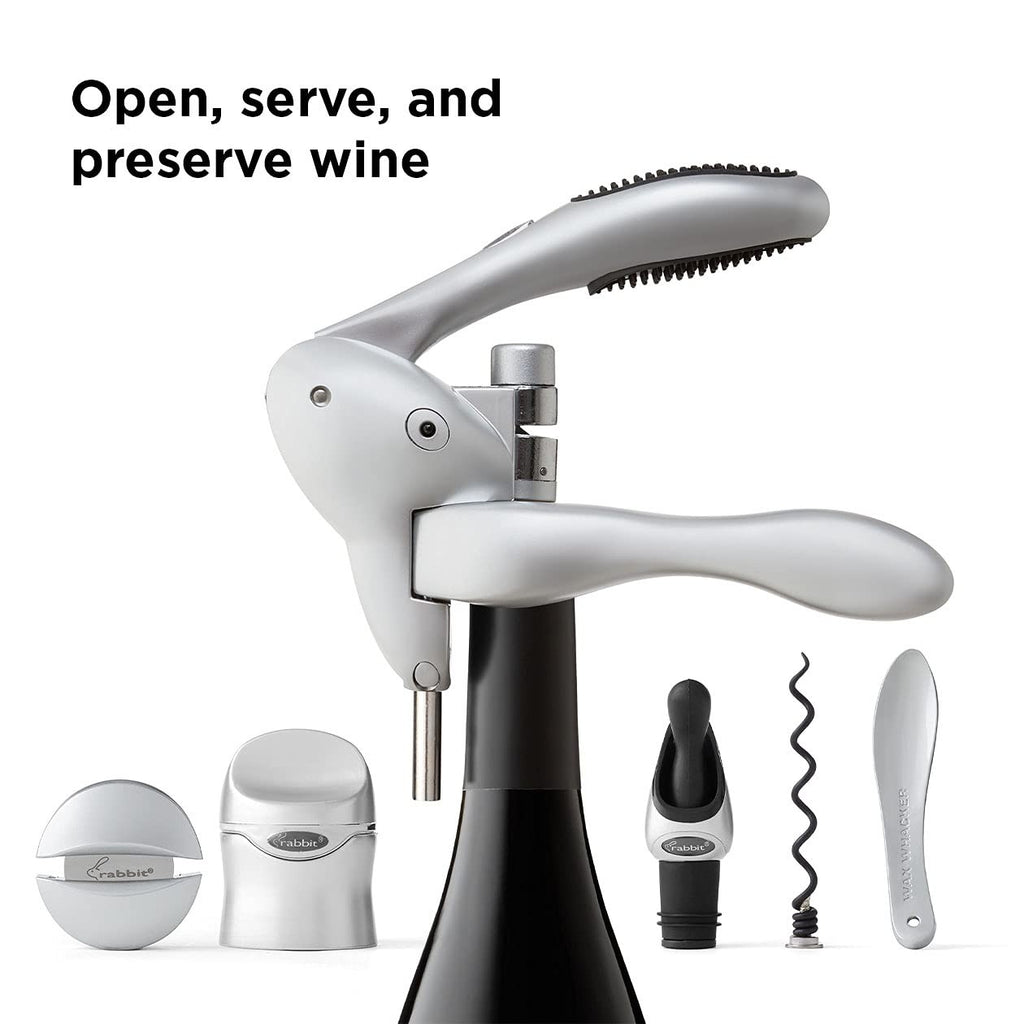 Rabbit Wine Tool Kit (Silver), 6 Piece Set