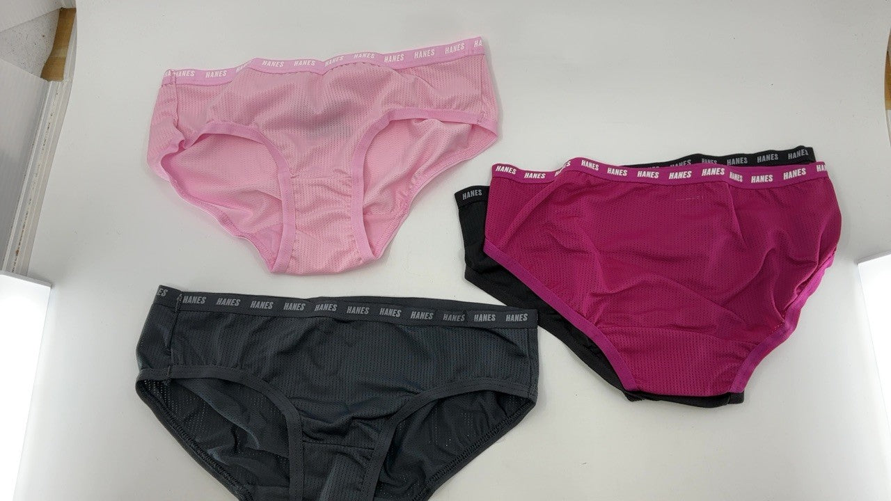 Hanes Girls' Little Moves Breathable Stretch Tween Underwear, Pink/Black/Grey