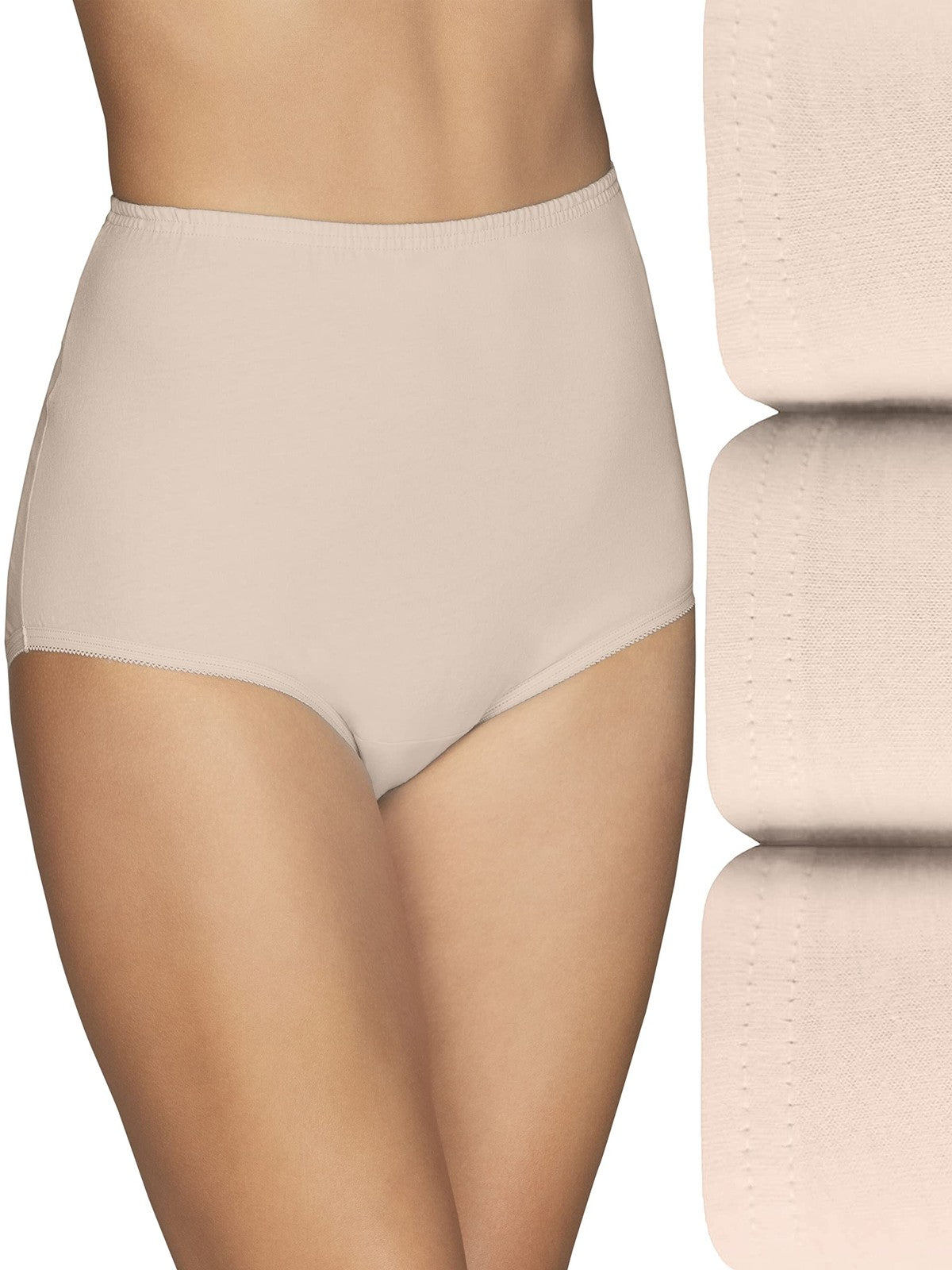 Vanity Fair Women's Briefs 3 Pack High Waisted Cotton Fawn 6