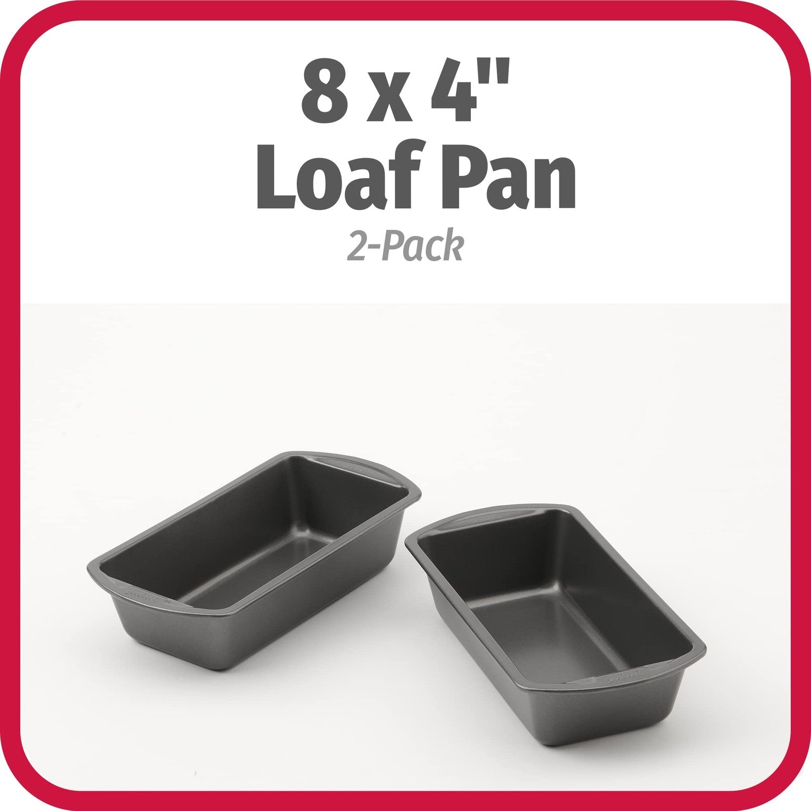 GoodCook 8x4-Inch Nonstick Loaf Pan Set of 2 - Gray Steel Bakeware