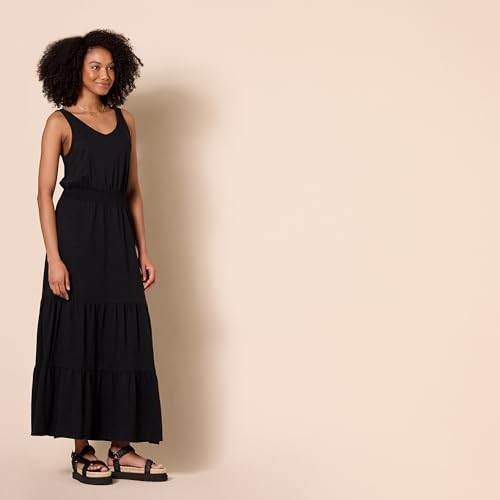 X-Large Black Summer Maxi Dress, Sleeveless, Elastic Waist