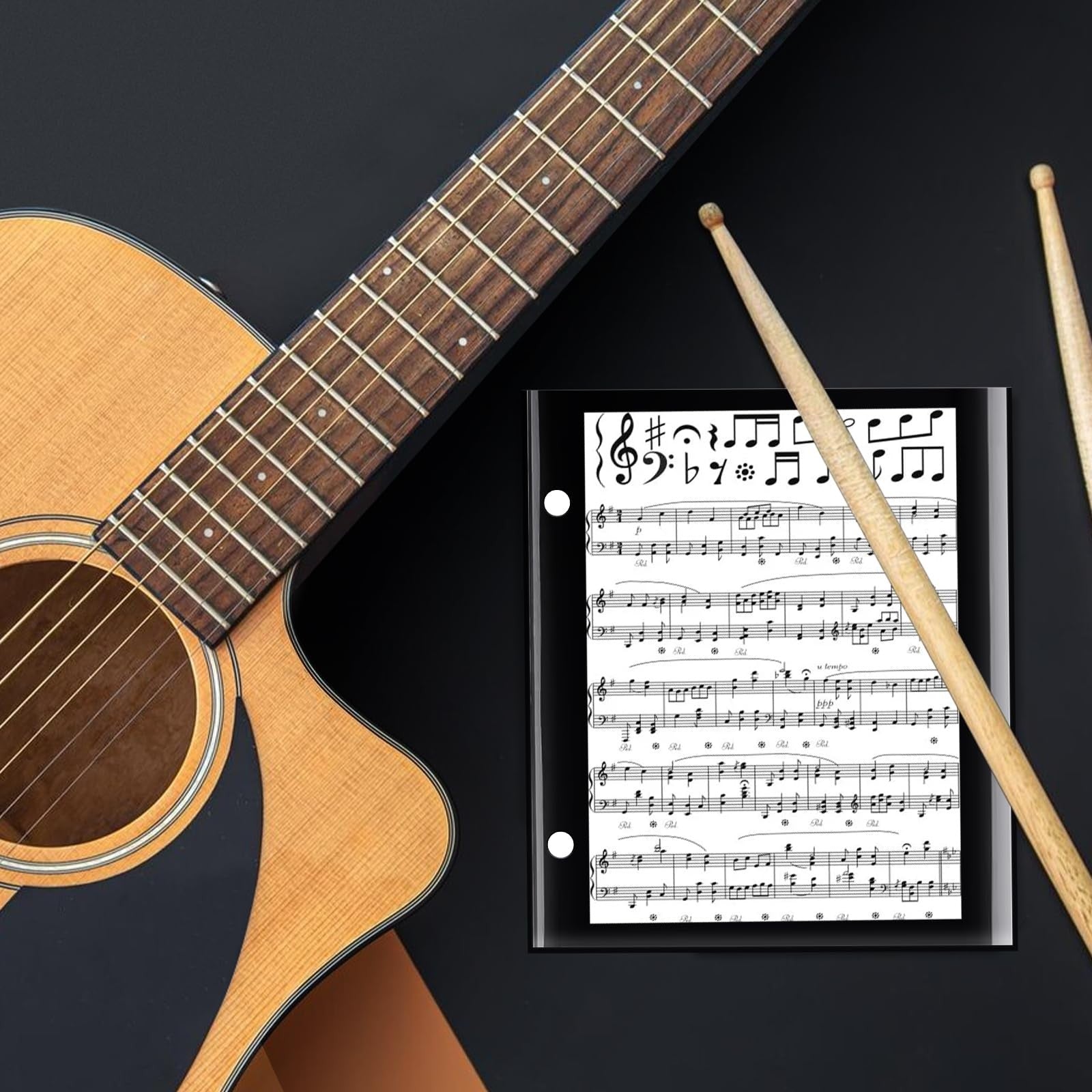 Double Side Flip Folio, 15 Pcs, 7.5 x 6.3 In, Black for Sheet Music