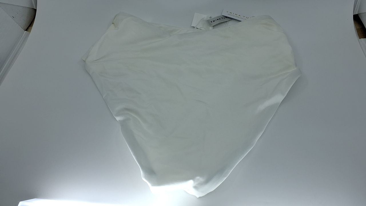 High Waisted Bikini Bottoms, Women's, White, Cheeky Coverage, Size 4