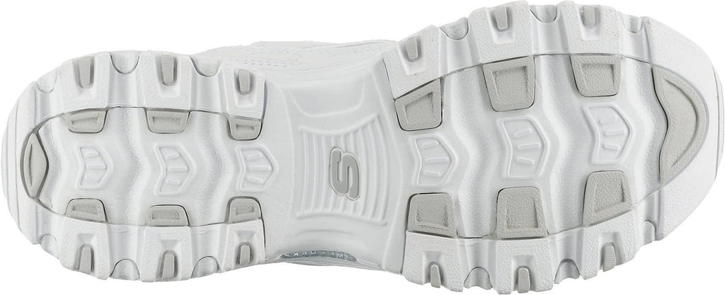 Skechers Sport Women's D'Lites Memory Foam Lace-up Sneaker,White Silver,8 W US