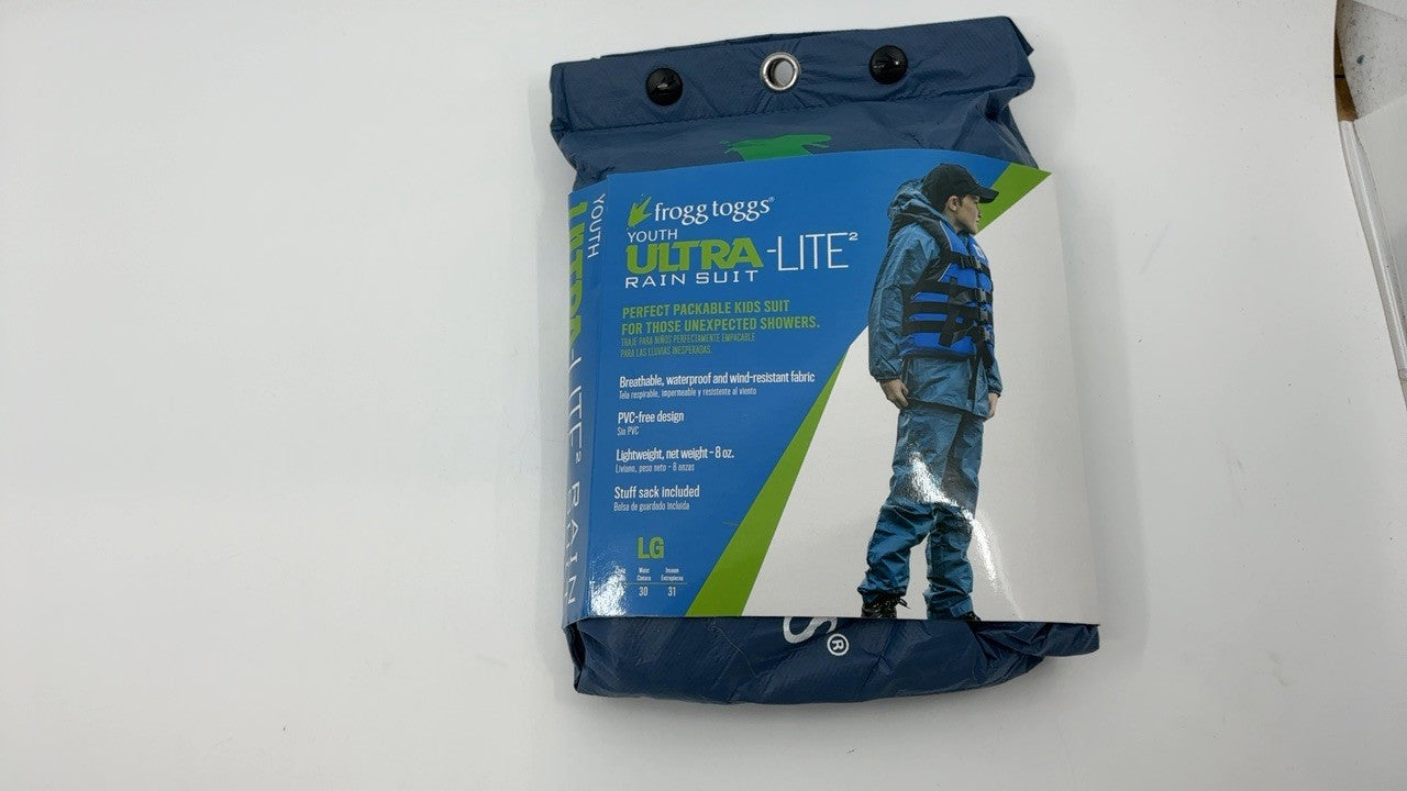FROGG TOGGS Youth Ultra-Lite2 Waterproof Breathable Rain Suit, Large, Blue