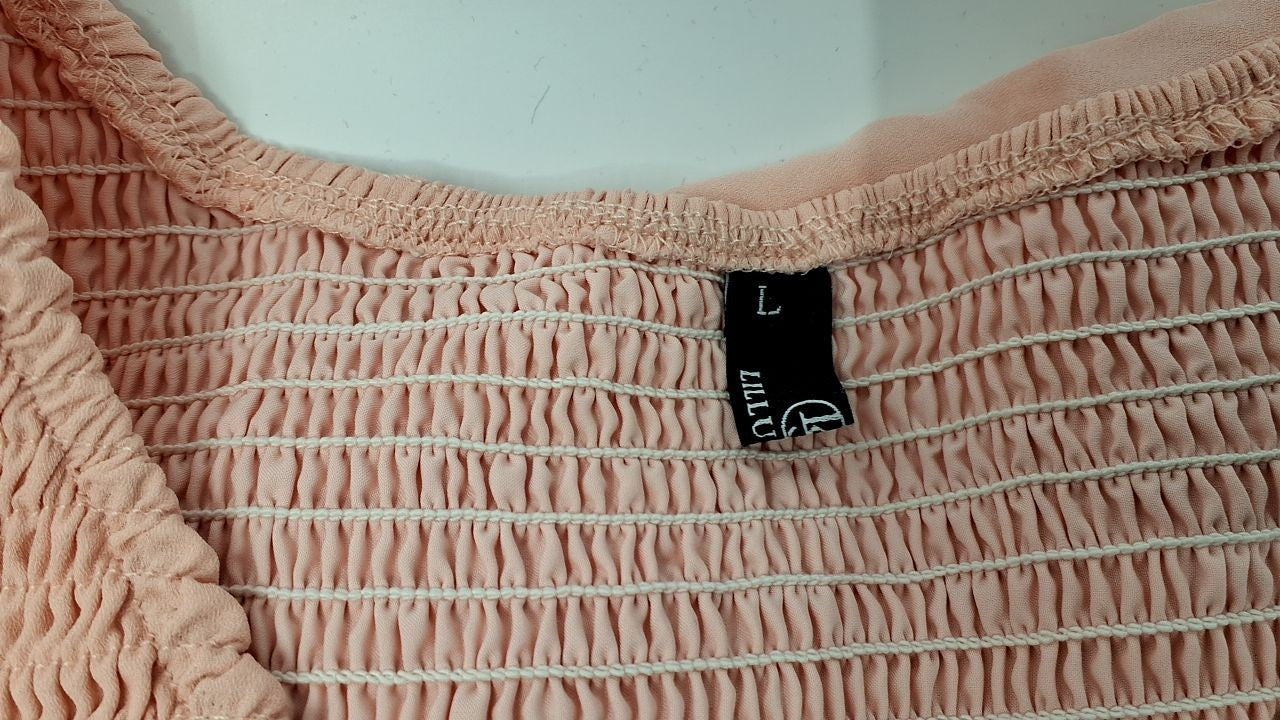 Flowy Mini Dress w/ Pockets, Light Pink, Size L, Flutter Sleeve