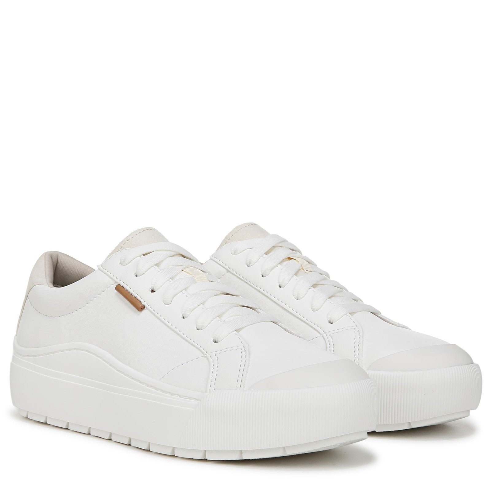 Dr. Scholl's Women's Time Off Platform Sneaker, White Smooth, Size 8