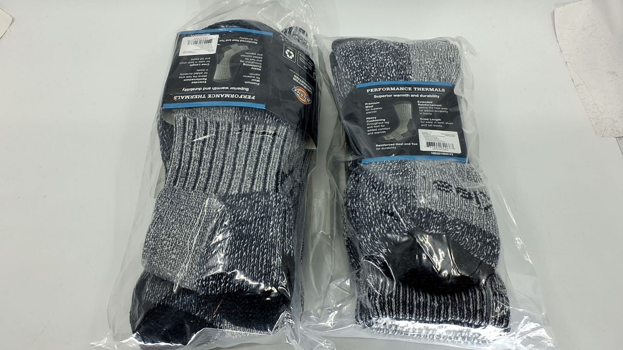 Dickies Heavy Weight Wool Blend Thermal Crew Socks, Large, Blue (4 Pairs)