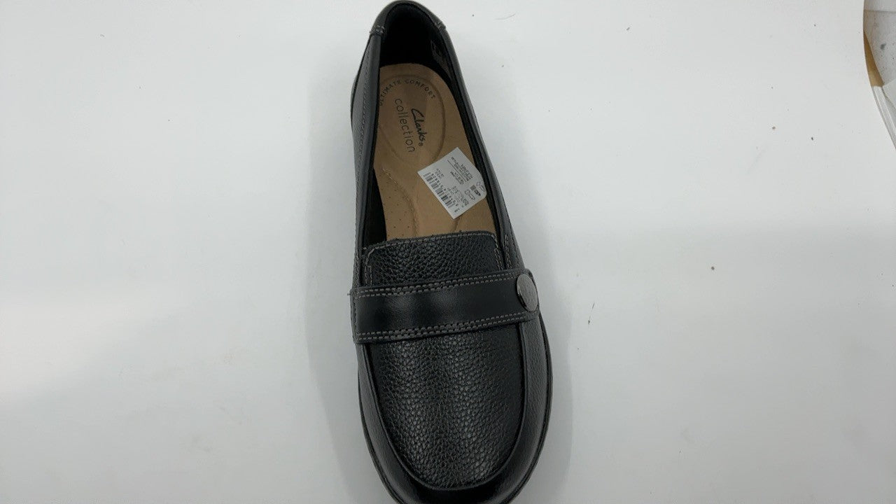 Clarks womens Cora Daisy Loafer, Black Tumbled Leather, 7.5 US