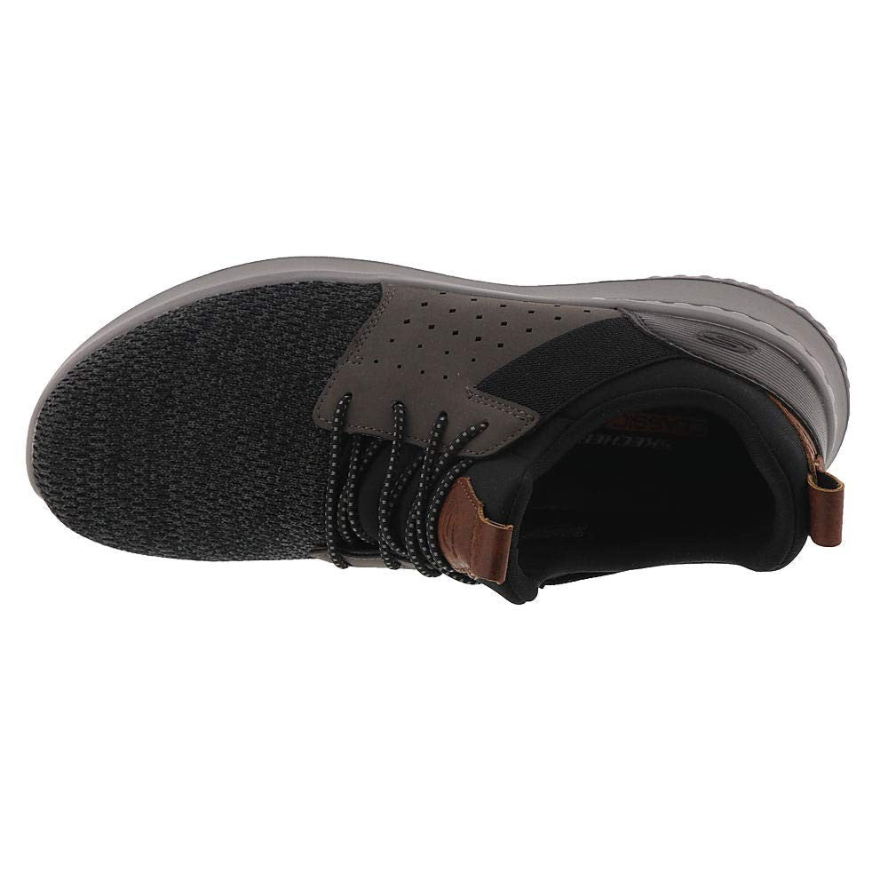 Skechers Men's Classic Fit-Delson-Camden Sneaker, Black/Grey, 10.5