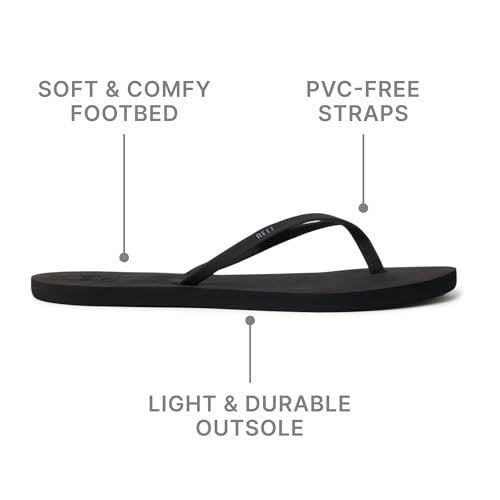 Reef Bliss Nights Flip Flop, Womens Sandal, Black, Size 10, Lightweight