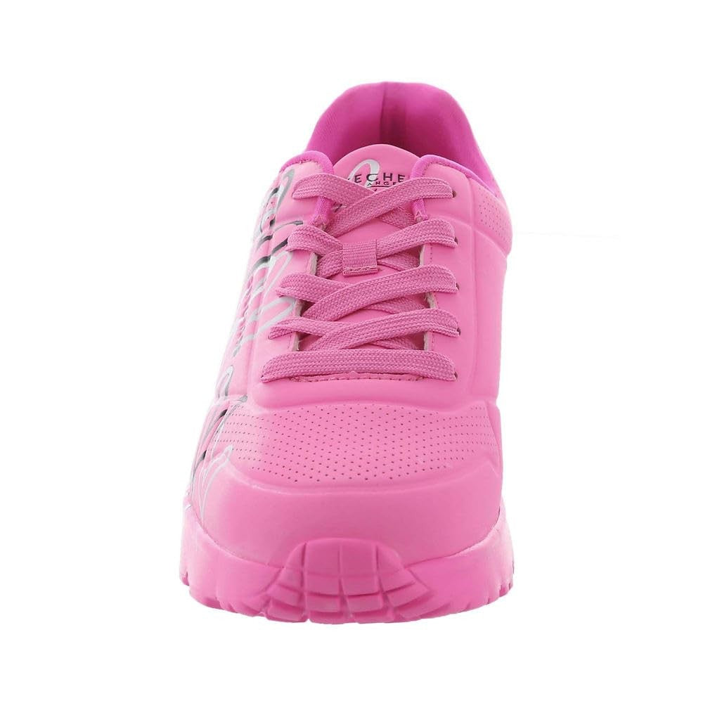 Skechers Girls UNO LITE-Metallic Love Sneaker, HotPink/Multi, 1 Little Kid