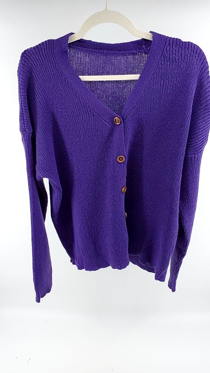 Full Size Button-Front V-Neck Cardigan Plus Size