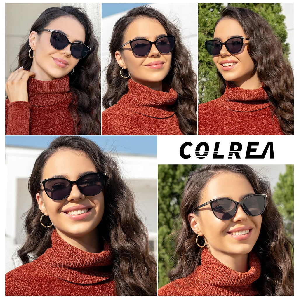 UV400 Protection Cat Eye Sunglasses Black Lens/Frame Women CL22017