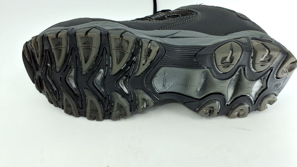 Steel Toe Athletic Shoe for Men, Black/Gray, Size 9.5, Rubber Outsole