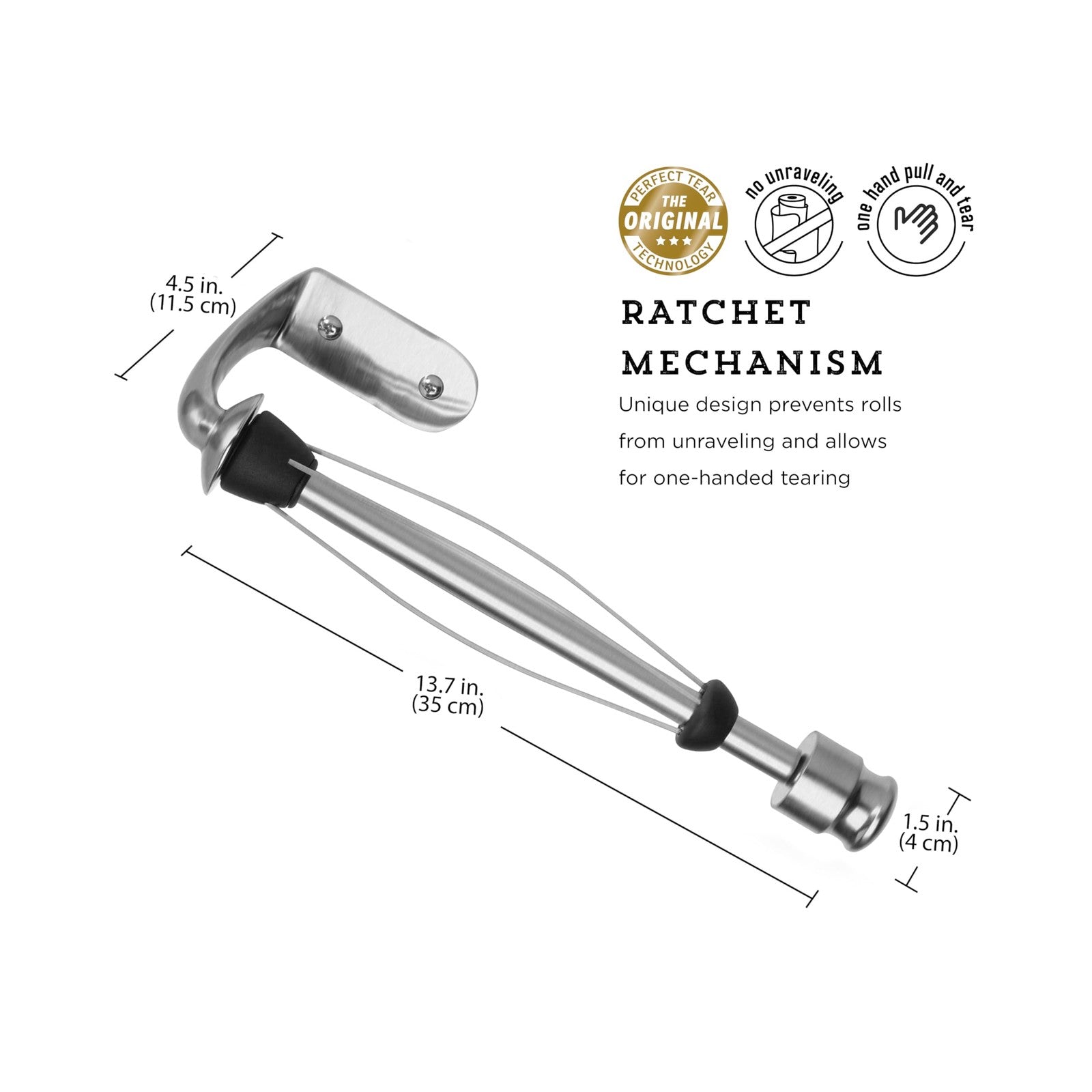 Kamenstein 14-Inch Paper Towel Holder, Wall Mount, Brushed Stainless Steel