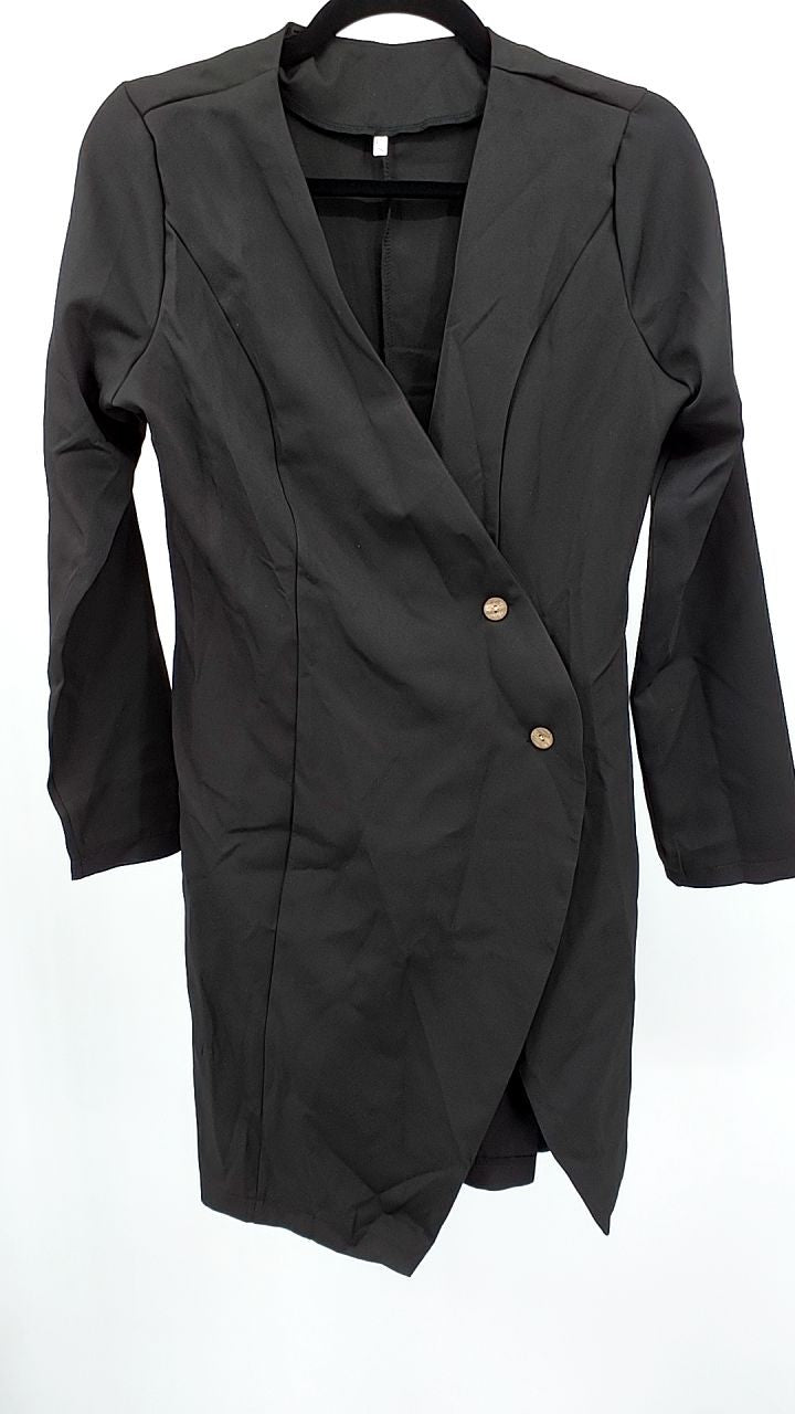 Long Sleeve Blazer Dress with Button Detail