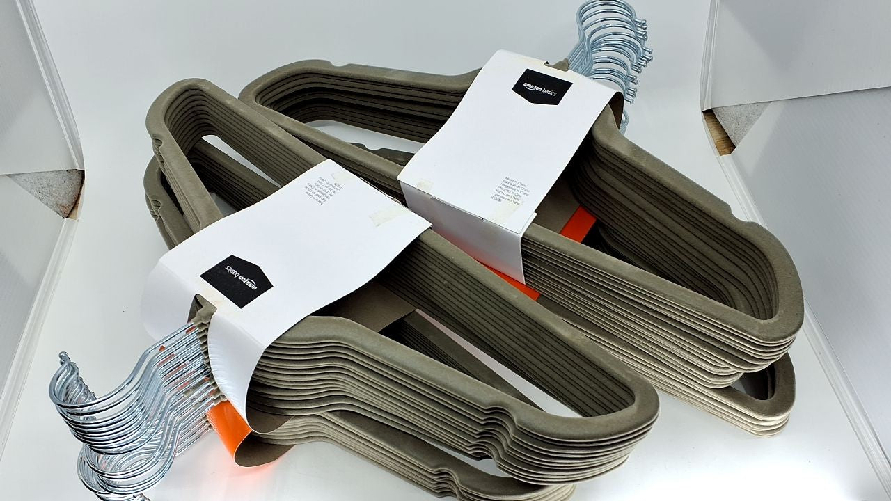 Gray/Silver Velvet Suit Hangers - Slim Non-Slip - Pack of 50